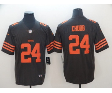 Nike Browns 24 Nick Chubb Brown Color Rush Limited Jersey