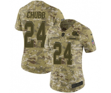 Nike Browns #24 Nick Chubb Camo Women's Stitched NFL Limited 2018 Salute to Service Jersey