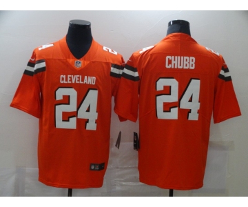 Nike Browns 24 Nick Chubb Orange Vapor Untouchable Limited Jersey