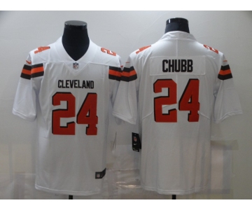 Nike Browns 24 Nick Chubb White Vapor Untouchable Limited Jersey