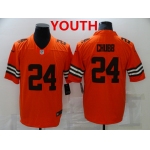 Youth Cleveland Browns #24 Nick Chubb orange 2021 inverted legend stitched nike limited Jersey