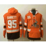 Men's Cleveland Browns #95 Myles Garrett NEW Orange Pocket Stitched NFL Pullover Hoodie