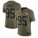 Men's Womens Youth Kids Cleveland Browns #95 Myles Garrett Olive 2023 Salute To Service Limited Nike Jersey
