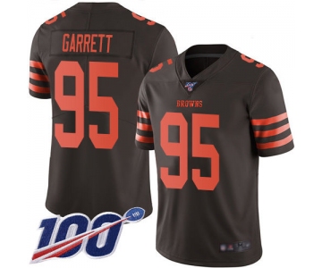 Nike Browns #95 Myles Garrett Brown Men's Stitched NFL Limited Rush 100th Season Jersey