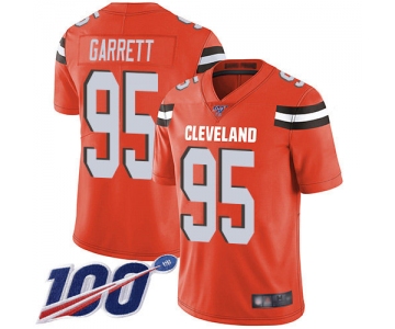 Nike Browns #95 Myles Garrett Orange Alternate Men's Stitched NFL 100th Season Vapor Limited Jersey