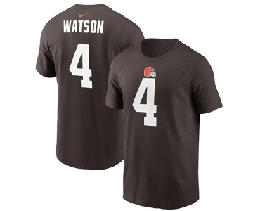 Men's Cleveland Browns #4 Deshaun Watson 2022 Brown Name & Number T-Shirt