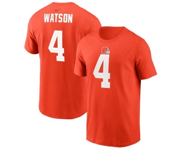 Men's Cleveland Browns #4 Deshaun Watson 2022 Orange Name & Number T-Shirt