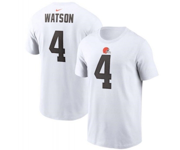 Men's Cleveland Browns #4 Deshaun Watson 2022 White Name & Number T-Shirt