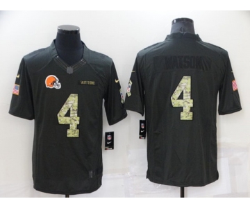 Men's Cleveland Browns #4 Deshaun Watson Black Salute to Service Limited Stitched Jersey