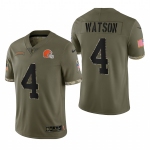 Men's Womens Youth Kids Cleveland Browns #4 Deshaun Watson Olive 2023 Salute To Service Limited Nike Jersey