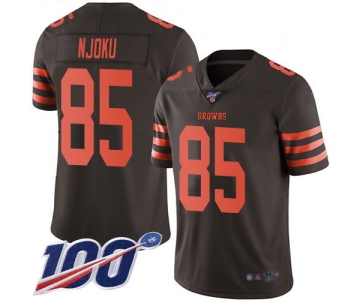 Nike Browns #85 David Njoku Brown Men's Stitched NFL Limited Rush 100th Season Jersey