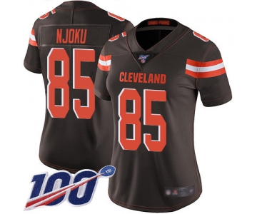 Nike Browns #85 David Njoku Brown Team Color Women's Stitched NFL 100th Season Vapor Limited Jersey