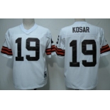 Cleveland Browns #19 Bernie Kosar White Short-Sleeved Throwback Jersey