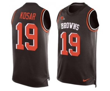 Men's Cleveland Browns #19 Bernie Kosar Brown Hot Pressing Player Name & Number Nike NFL Tank Top Jersey
