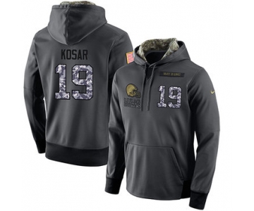 NFL Men's Nike Cleveland Browns #19 Bernie Kosar Stitched Black Anthracite Salute to Service Player Performance Hoodie