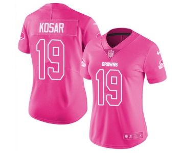 Nike Browns #19 Bernie Kosar Pink Women's Stitched NFL Limited Rush Fashion Jersey