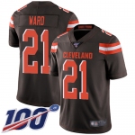 Nike Browns #21 Denzel Ward Brown Team Color Men's Stitched NFL 100th Season Vapor Limited Jersey