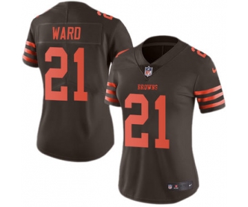 Nike Cleveland Browns #21 Denzel Ward Brown Women's Stitched NFL Limited Rush Jersey