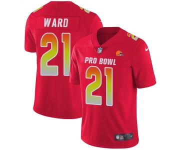 Nike Cleveland Browns #21 Denzel Ward Red Men's Stitched NFL Limited AFC 2019 Pro Bowl Jersey