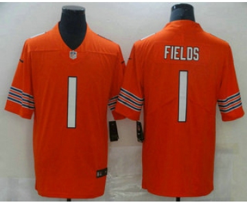 Men's Chicago Bears #1 Justin Fields Orange 2021 Vapor Untouchable Stitched NFL Nike Limited Jersey