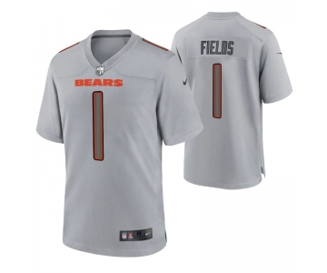 Men's Womens Youth Kids Chicago Bears #1 Justin Fields Game Gray Atmosphere Jersey