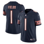 Men's Womens Youth Kids Chicago Bears #1 Justin Fields Navy Vapor Untouchable Limited Stitched Jersey