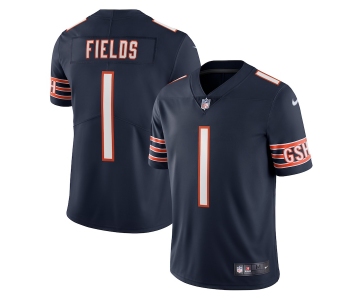 Men's Womens Youth Kids Chicago Bears #1 Justin Fields Navy Vapor Untouchable Limited Stitched Jersey