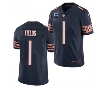 Men's Womens Youth Kids Chicago Bears #1 Justin Fields Navy With 1-star C Patch Vapor Untouchable Limited Stitched Jersey