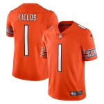 Men's Womens Youth Kids Chicago Bears #1 Justin Fields Orange Vapor Untouchable Limited Stitched Jersey