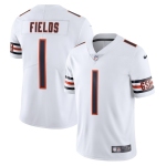 Men's Womens Youth Kids Chicago Bears #1 Justin Fields White Vapor Untouchable Limited Stitched