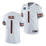 Men's Womens Youth Kids Chicago Bears #1 Justin Fields White With 1-star C Patch Vapor Untouchable Limited Stitched