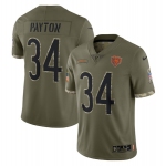 Men's Chicago Bears #34 Walter Payton 2022 Olive Salute To Service Limited Stitched Jersey