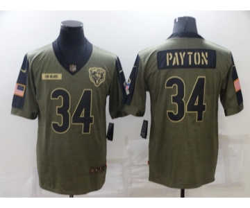 Men's Chicago Bears #34 Walter Payton Nike Olive 2021 Salute To Service Retired Player Limited Jersey