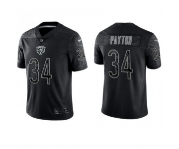 Men's Womens Youth Kids Chicago Bears #34 Walter Payton Black RFLCTV Limited Nike Jersey