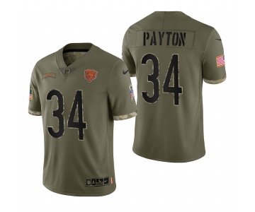 Men's Womens Youth Kids Chicago Bears #34 Walter Payton Olive 2023 Salute To Service Limited Nike Jersey