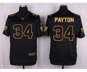 Nike Bears #34 Walter Payton Black Men's Stitched NFL Elite Pro Line Gold Collection Jersey