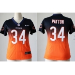 Nike Chicago Bears #34 Walter Payton Blue/Orange Fadeaway Womens Jersey
