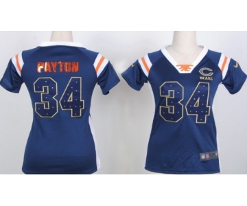 Nike Chicago Bears #34 Walter Payton Drilling Sequins Blue Womens Jersey