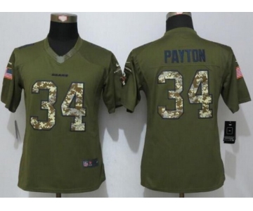 Women's Chicago Bears #34 Walter Payton Retired Player Green Salute to Service NFL Nike Limited Jersey