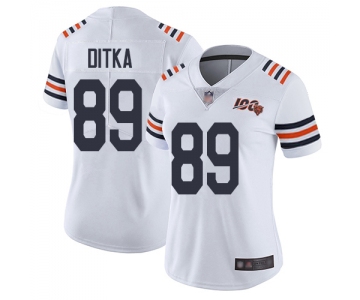 Bears #89 Mike Ditka White Alternate Women's Stitched Football Vapor Untouchable Limited 100th Season Jersey