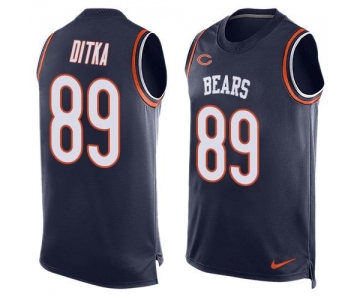 Men's Chicago Bears #89 Mike Ditka Navy Blue Hot Pressing Player Name & Number Nike NFL Tank Top Jersey