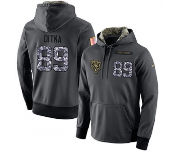 NFL Men's Nike Chicago Bears #89 Mike Ditka Stitched Black Anthracite Salute to Service Player Performance Hoodie