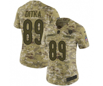 Nike Bears #89 Mike Ditka Camo Women's Stitched NFL Limited 2018 Salute to Service Jersey