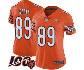 Nike Bears #89 Mike Ditka Orange Women's Stitched NFL Limited Rush 100th Season Jersey