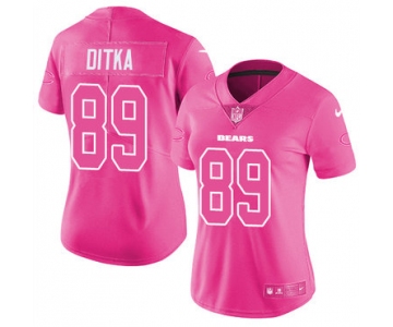 Nike Bears #89 Mike Ditka Pink Women's Stitched NFL Limited Rush Fashion Jersey