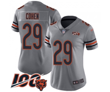 Nike Bears #29 Tarik Cohen Silver Women's Stitched NFL Limited Inverted Legend 100th Season Jersey