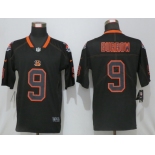 Men's Cincinnati Bengals #9 Joe Burrow 2020 Black Lights Out Color Rush Stitched NFL Nike Limited Jersey