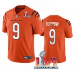 Men's Cincinnati Bengals #9 Joe Burrow 2022 Orange Super Bowl LVI Vapor Limited Stitched Jersey