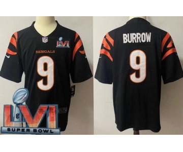 Men's Cincinnati Bengals #9 Joe Burrow Limited Black 2022 Super Bowl LVI Bound Vapor Jersey