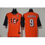 Men's Cincinnati Bengals #9 Joe Burrow Orange 2020 Team Logo Number Vapor Untouchable Stitched NFL Nike Fashion Limited Jersey